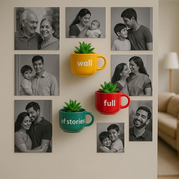 Wall Full of Stories | Painted Ceramic Wall Planter | Table Accessory | Personalised Gift | Home Decor